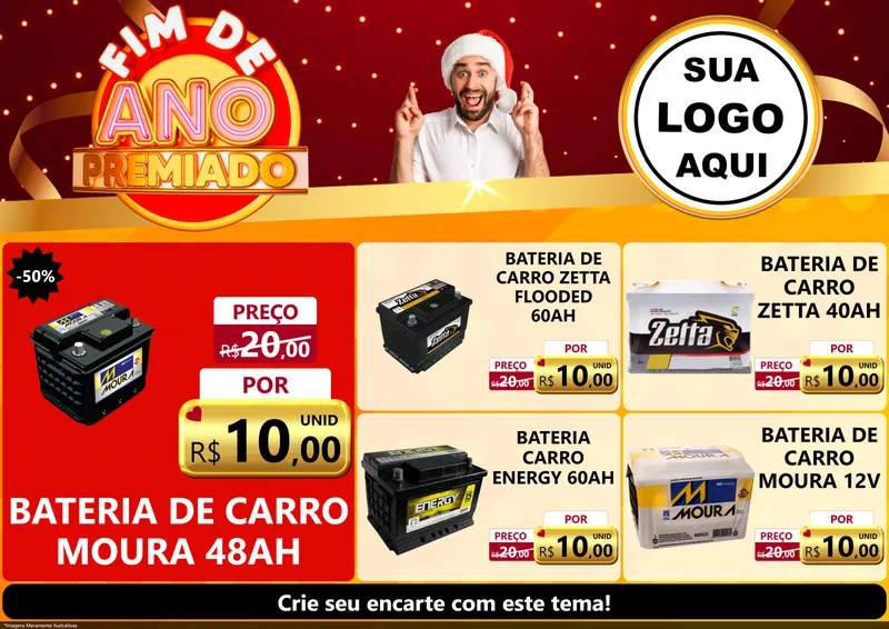 Modelo de Encarte para Encarte A4 Horizontal com o tema Fim de Ano Premiado para Baterias Elétricas
