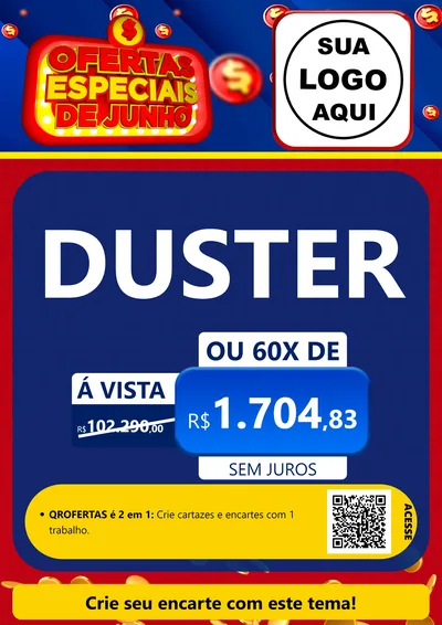 Modelo de Cartaz para Cartaz A4 Vertical com o tema Ofertas Especiais de Junho para Concessionaria de Carros