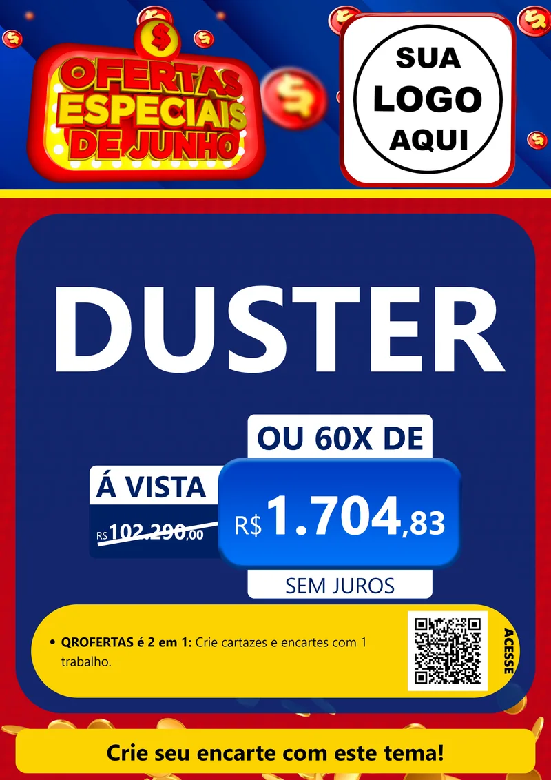 Modelo de Cartaz para Cartaz A4 Vertical com o tema Ofertas Especiais de Junho para Concessionaria de Carros
