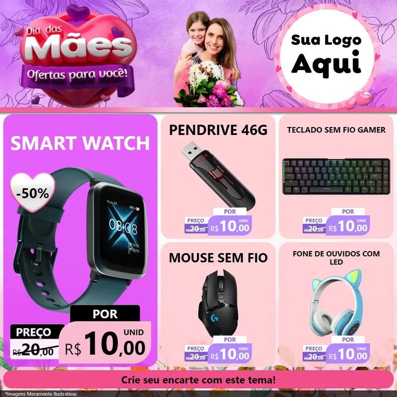 Modelo de Rede Social para Feed Facebook com o tema Dia das Mães Ofertas para Você! para Informática