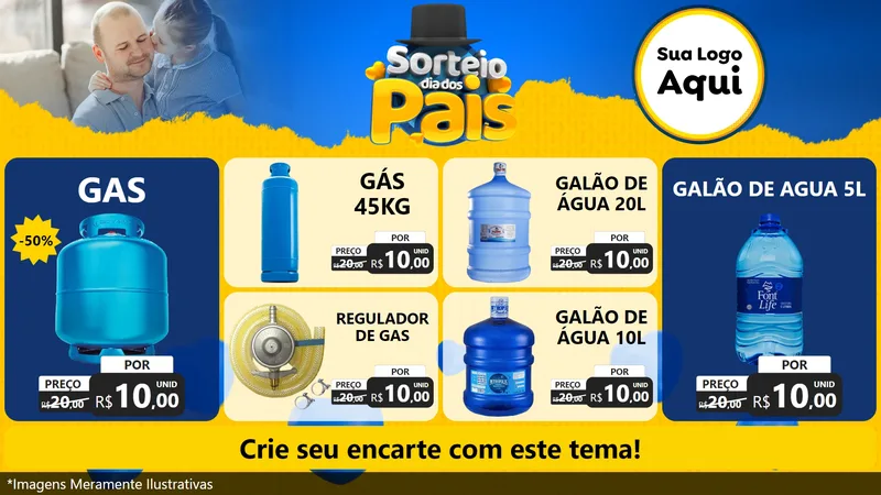 Modelo de TV para TV Horizontal com o tema Sorteio Dia Dos Pais para Água e gás