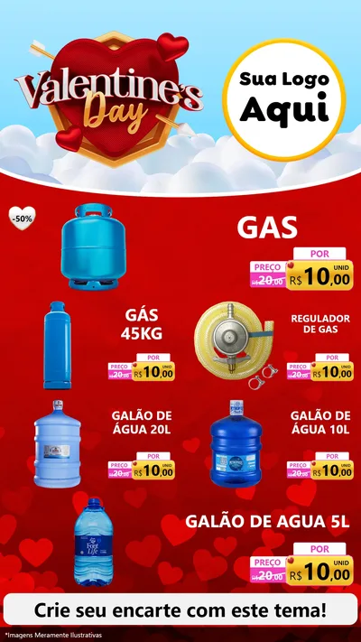 Modelo de TV para TV Vertical com o tema Valentine's Day para Água e gás