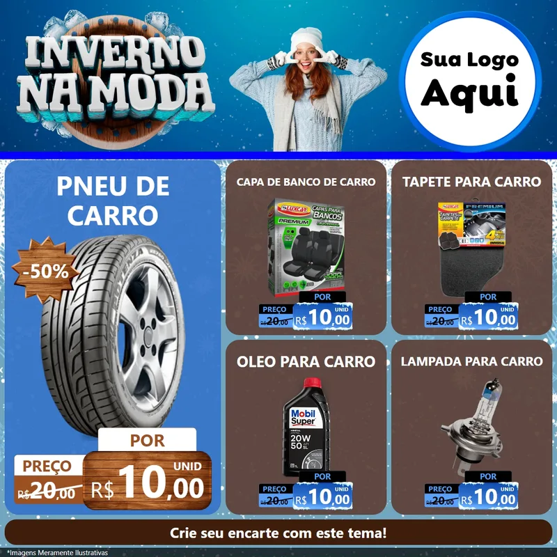 Modelo de Rede Social para Feed Facebook com o tema Inverno na Moda para Auto peças