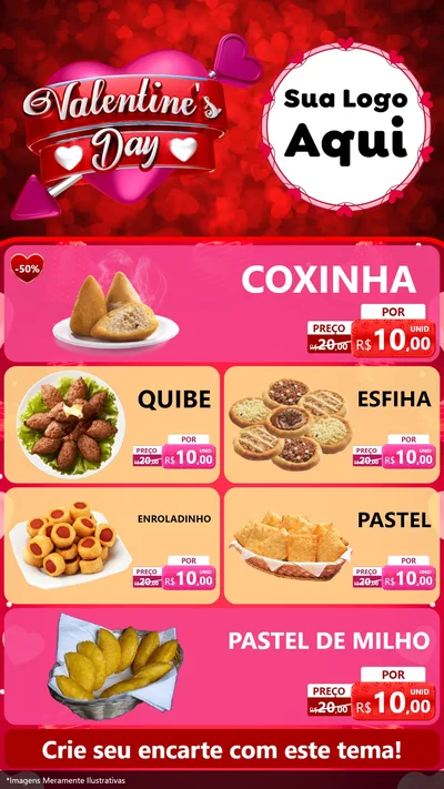 Modelo de TV para TV Vertical com o tema Valentine's Day para Salgadaria