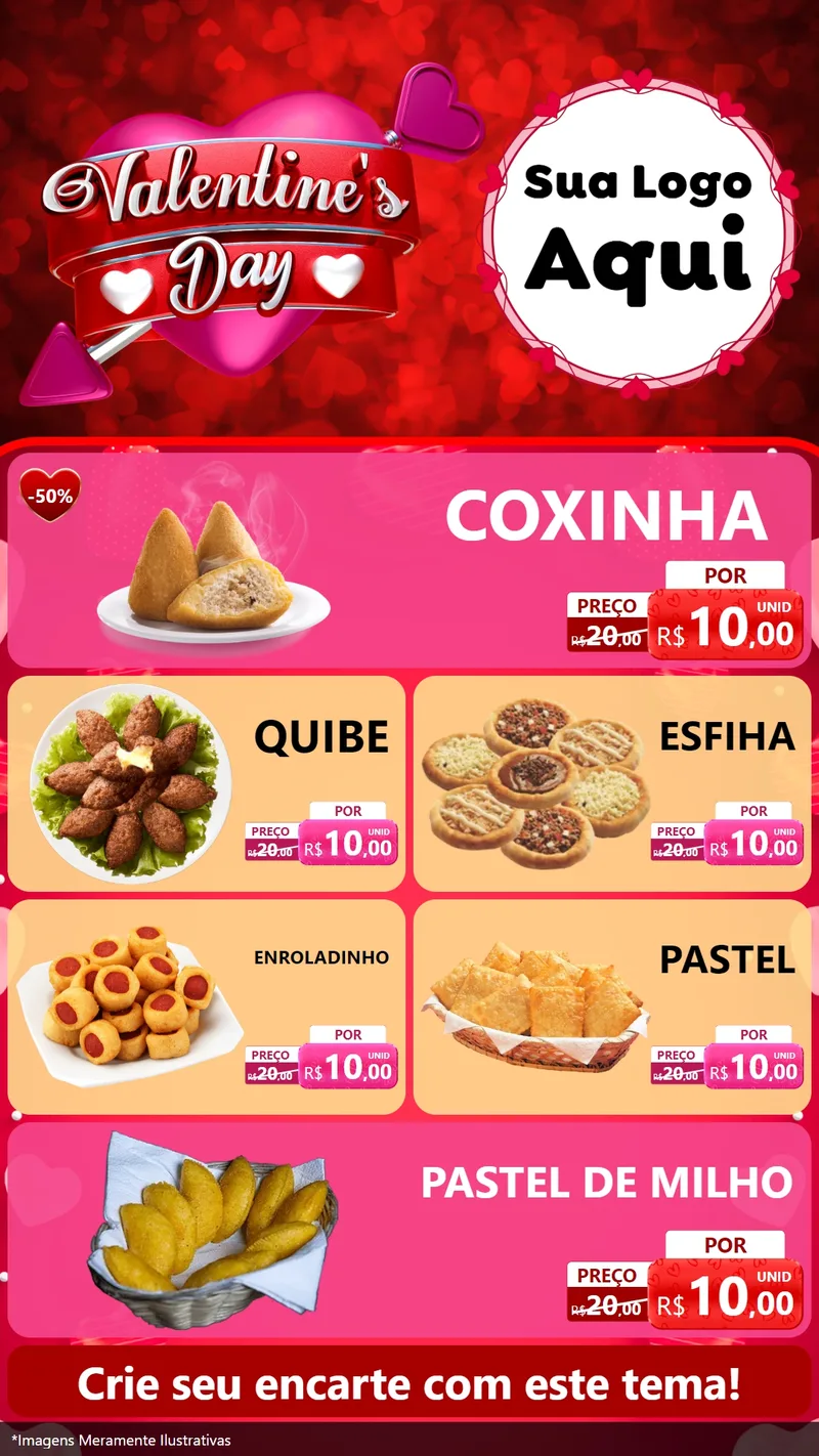 Modelo de TV para TV Vertical com o tema Valentine's Day para Salgadaria