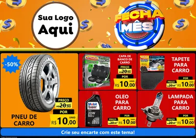 Modelo de Encarte para Encarte A4 Horizontal com o tema Fecha Mês para Auto peças