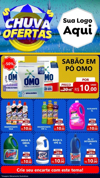 Modelo de Rede Social para Stories com o tema Chuva de Ofertas para Produtos de Limpeza