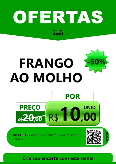 Modelo de Cartaz para Cartaz A4 Vertical com o tema Ofertas Verde Cartaz para Restaurante