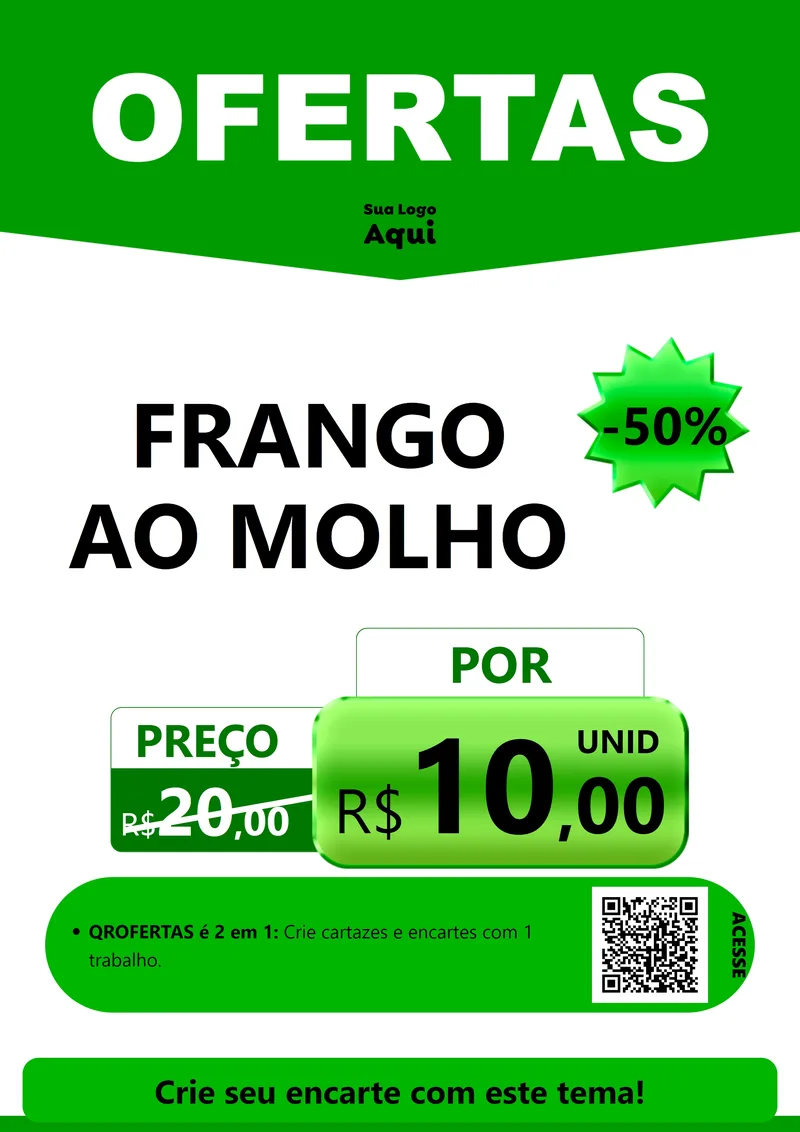 Modelo de Cartaz para Cartaz A4 Vertical com o tema Ofertas Verde Cartaz para Restaurante