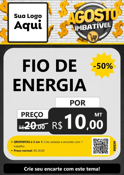 Modelo de Cartaz para Cartaz A4 Vertical com o tema Agosto imbatível para Materiais Elétricos