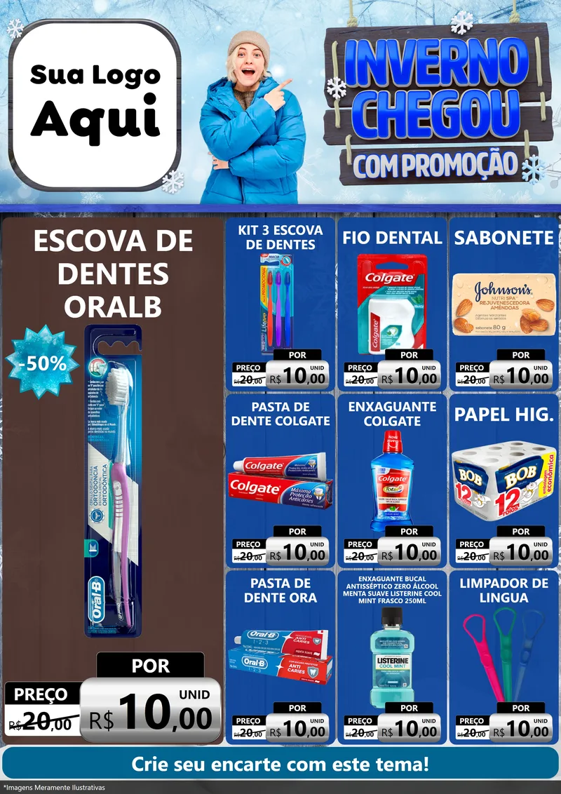 Modelo de Encarte para Encarte A4 Vertical com o tema Inverno Chegou Com Promoção para Higiene Pessoal