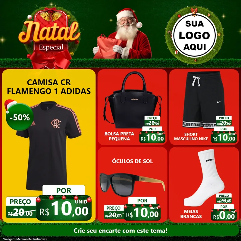 Modelo de Rede Social para Feed Facebook com o tema Natal Especial para Roupas e acessórios