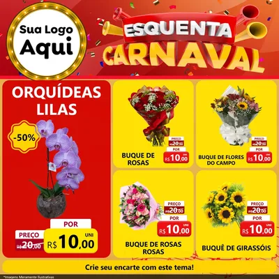 Modelo de Rede Social para Feed Facebook com o tema Esquenta Carnaval para Floricultura e jardim
