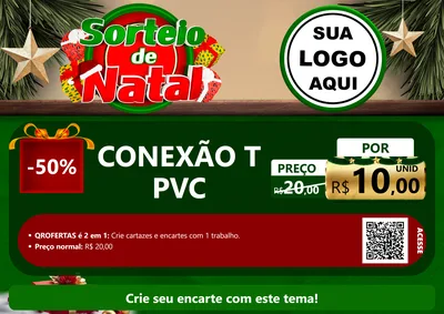 Modelo de Cartaz para Cartaz A4 Horizontal com o tema Sorteio de Natal para Tubos e conexões