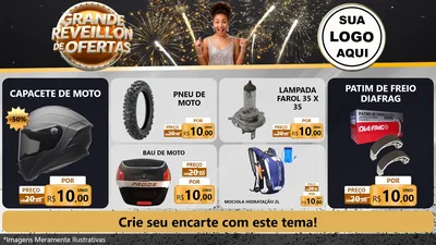 Modelo de TV para TV Horizontal com o tema Grande Réveillon de Ofertas para Moto peças