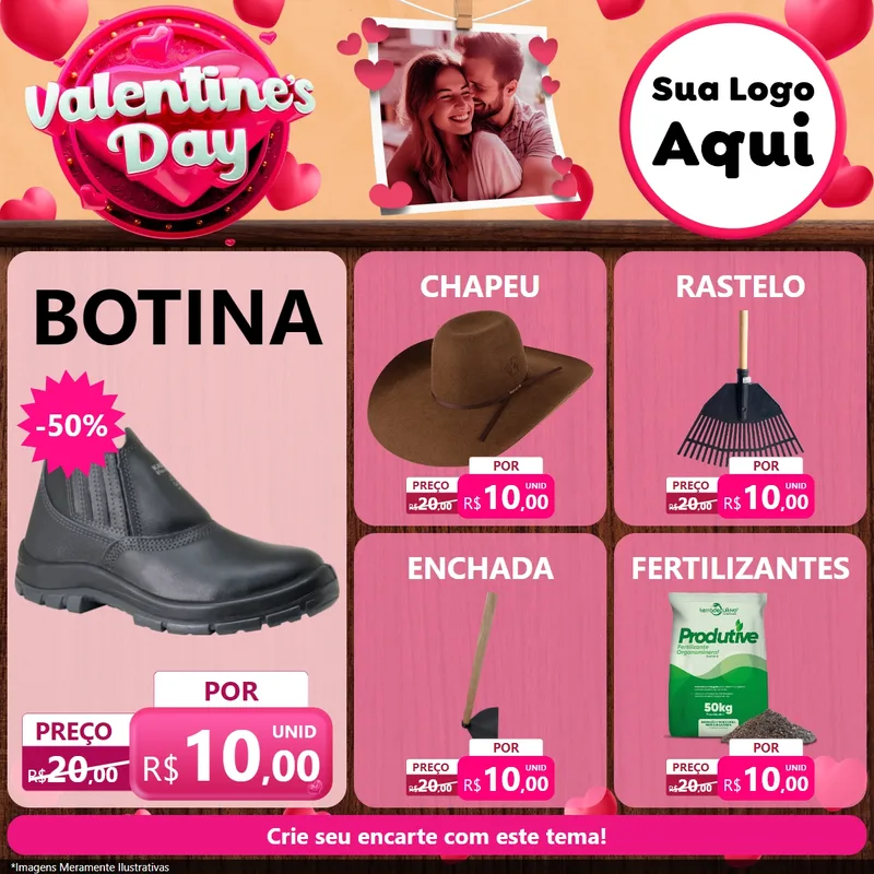 Modelo de Rede Social para Feed Facebook com o tema Valentine's Day para Agropecuária