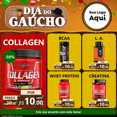 Modelo de Rede Social para Feed Facebook com o tema Dia do Gaúcho para Suplementos alimentares