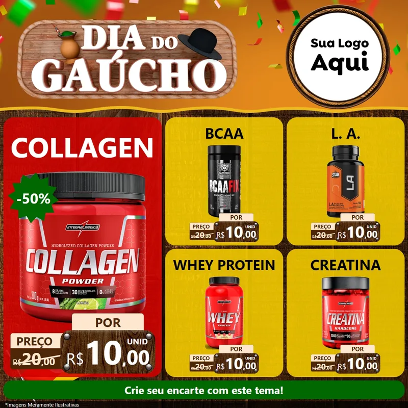 Modelo de Rede Social para Feed Facebook com o tema Dia do Gaúcho para Suplementos alimentares