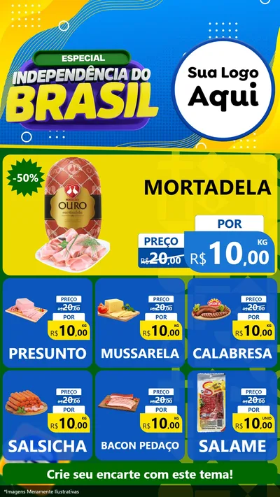 Modelo de Rede Social para Stories com o tema Especial Independência do Brasil para Frios e Laticínios