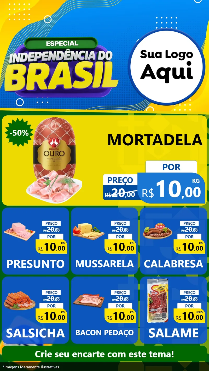 Modelo de Rede Social para Stories com o tema Especial Independência do Brasil para Frios e Laticínios