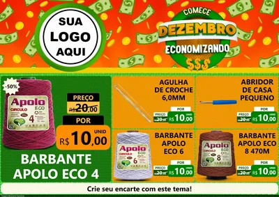 Modelo de Encarte para Encarte A4 Horizontal com o tema Comece Dezembro Economizando para Armarinho e Aviamentos