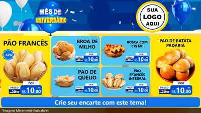Modelo de TV para TV Horizontal com o tema Mês de Aniversário para Padaria