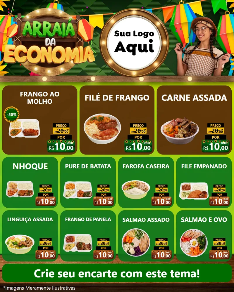 Modelo de Rede Social para Feed Instagram com o tema Arraiá de Economia para Restaurante