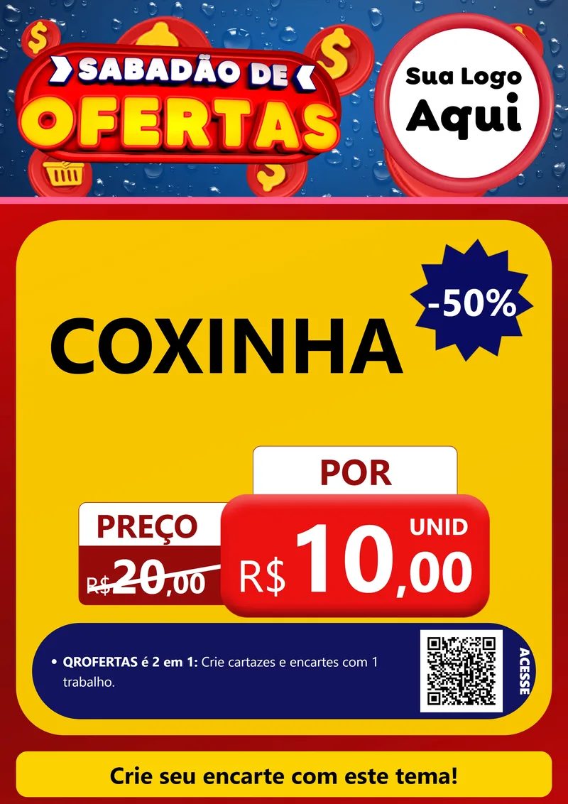 Modelo de Cartaz para Cartaz A4 Vertical com o tema Sabadão de Ofertas para Salgadaria
