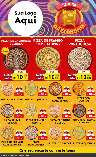 Modelo de Encarte para Encarte Grande com o tema Sexta da Economia para Pizzaria