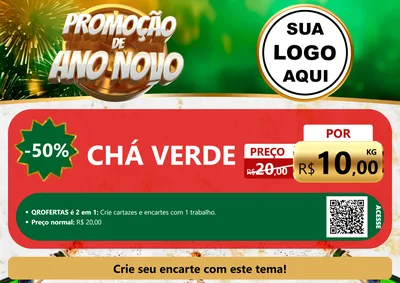 Modelo de Cartaz para Cartaz A4 Horizontal com o tema Promoção de Ano Novo para Produtos Naturais