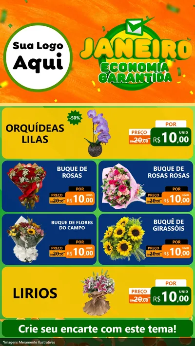 Modelo de TV para TV Vertical com o tema Janeiro - Economia Garantida para Floricultura e jardim