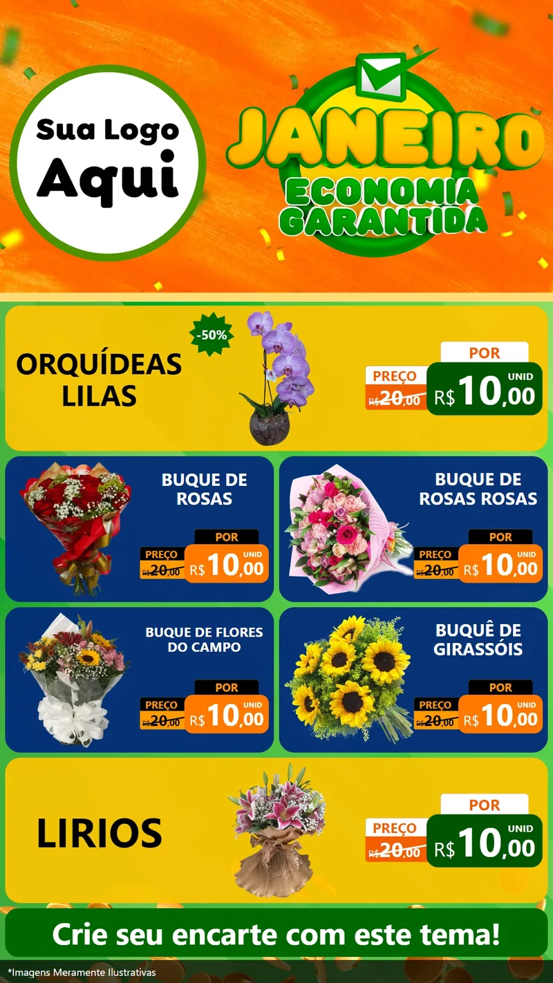 Modelo de TV para TV Vertical com o tema Janeiro - Economia Garantida para Floricultura e jardim