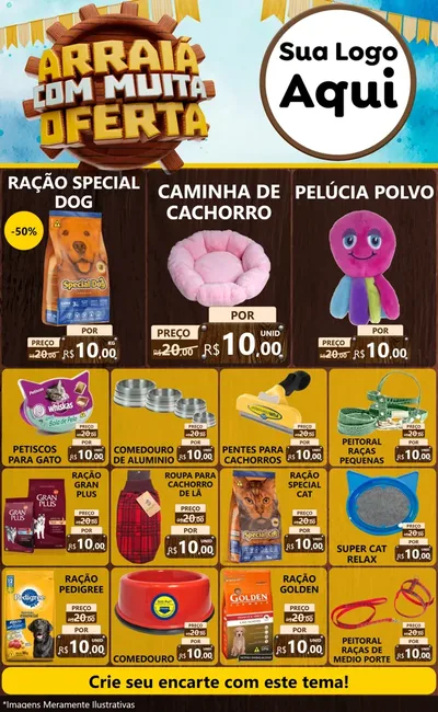 Modelo de Encarte para Encarte Grande com o tema Ofertas de São João - Junina para Pet Shop