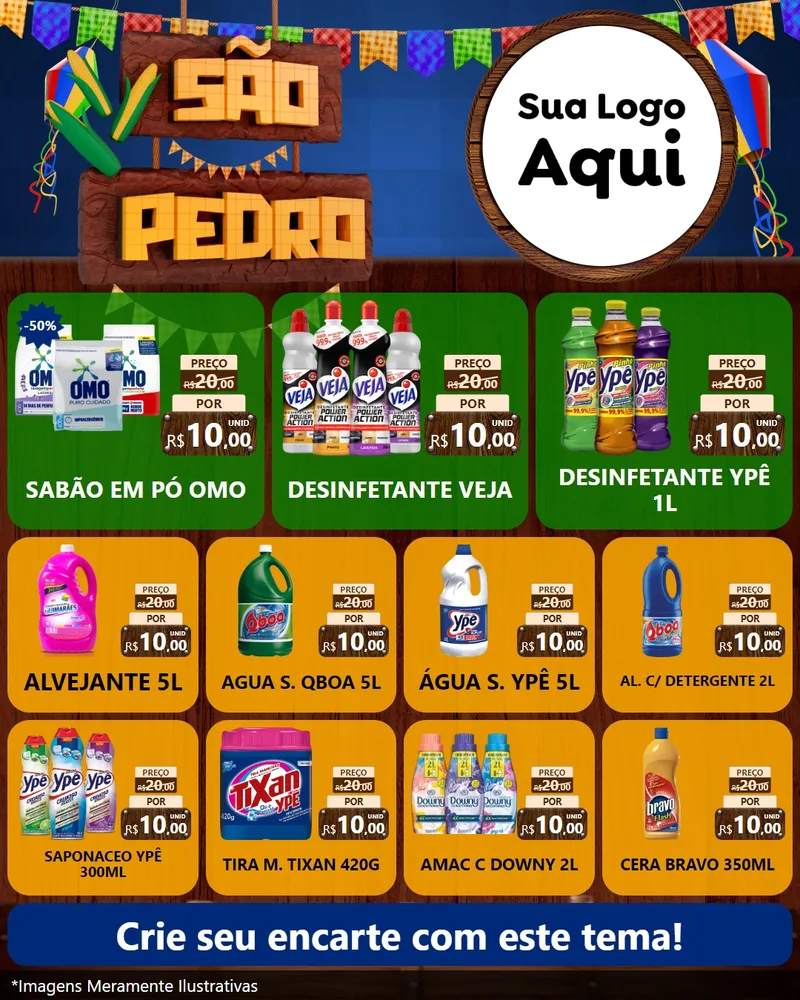 Modelo de Rede Social para Feed Instagram com o tema São Pedro para Produtos de Limpeza