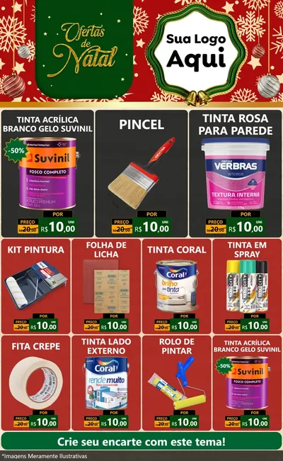 Modelo de Encarte para Encarte Grande com o tema Natal de Ofertas para Tintas e Ferramentas