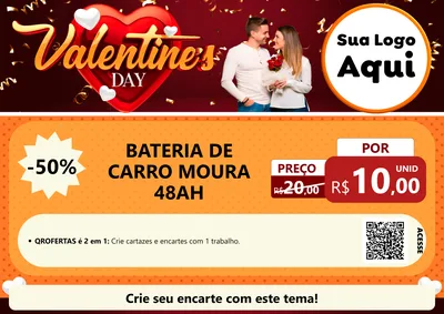 Modelo de Cartaz para Cartaz A4 Horizontal com o tema Valentine's Day para Baterias Elétricas