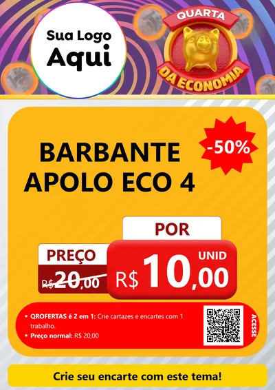 Modelo de Cartaz para Cartaz A4 Vertical com o tema Quarta da Economia para Armarinho e Aviamentos