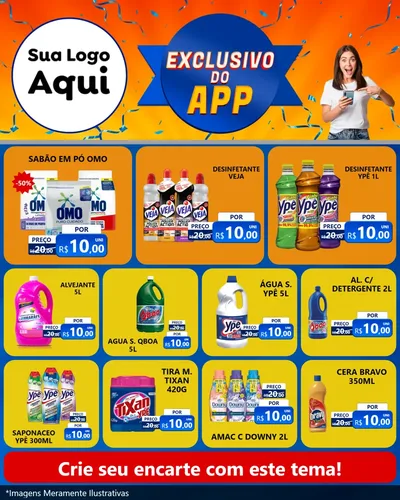 Modelo de Rede Social para Feed Instagram com o tema Exclusivo do Aplicativo para Produtos de Limpeza