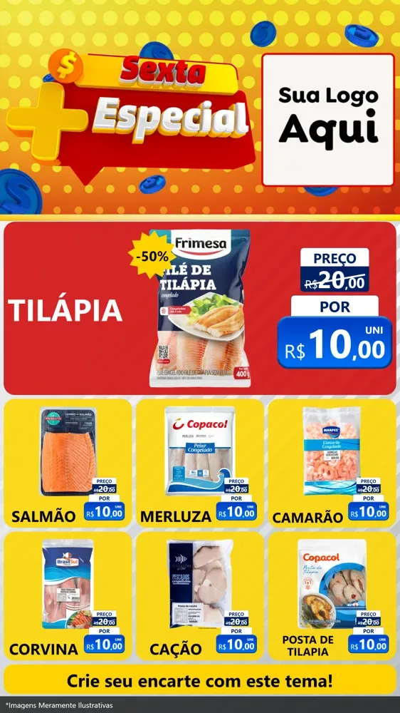 Modelo de Rede Social para Stories com o tema Sexta Mais Especial para Peixaria