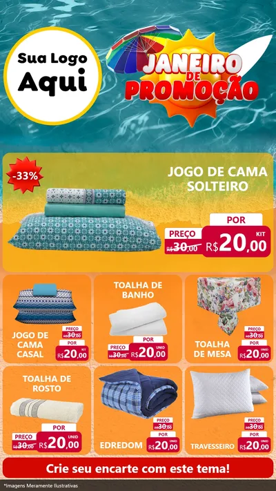 Modelo de Rede Social para Stories com o tema Janeiro de Promoção para Cama, Mesa e Banho