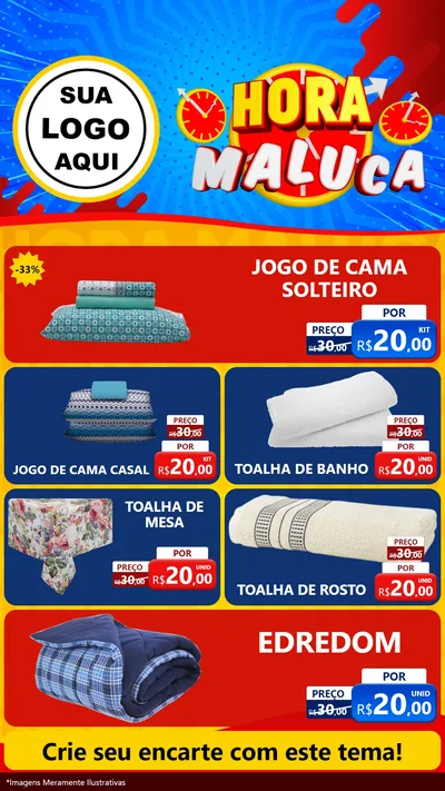 Modelo de TV para TV Vertical com o tema Hora Maluca para Cama, Mesa e Banho