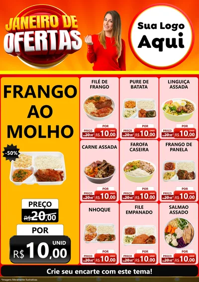 Modelo de Encarte para Encarte A4 Vertical com o tema Janeiro de Ofertas para Restaurante