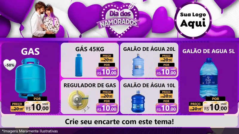 Modelo de TV para TV Horizontal com o tema Dia dos Namorados para Água e gás