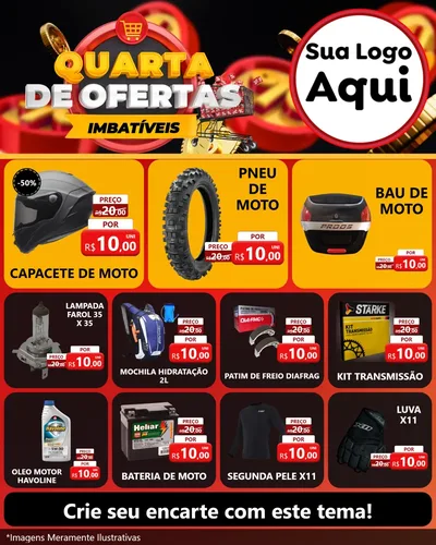 Modelo de Rede Social para Feed Instagram com o tema Quarta de Ofertas Imbatíveis para Moto peças