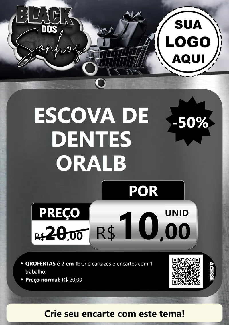 Modelo de Cartaz para Cartaz A4 Vertical com o tema Black dos Sonhos para Higiene Pessoal