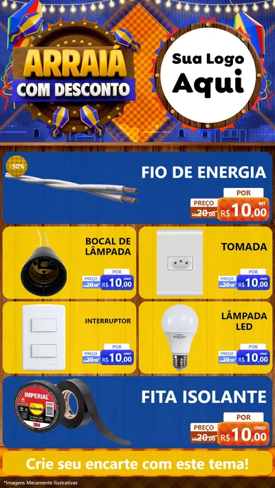 Modelo de TV para TV Vertical com o tema Arraiá Com Desconto para Materiais Elétricos