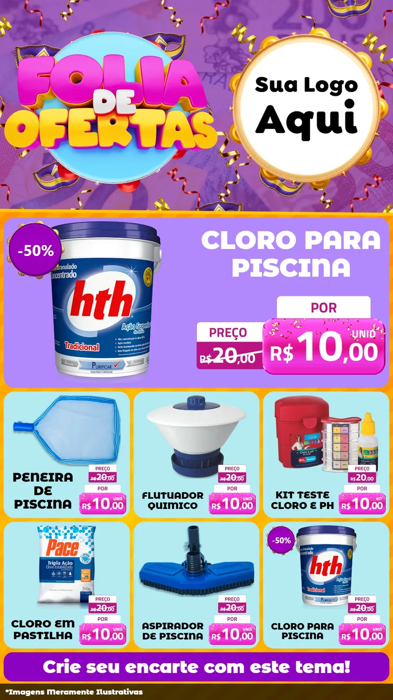Modelo de Rede Social para Stories com o tema Folia de Ofertas para Produtos para Piscina