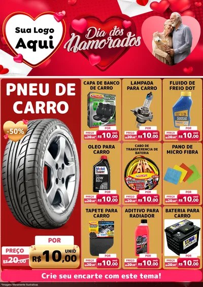 Modelo de Encarte para Encarte A4 Vertical com o tema Dia Dos Namorados para Auto peças