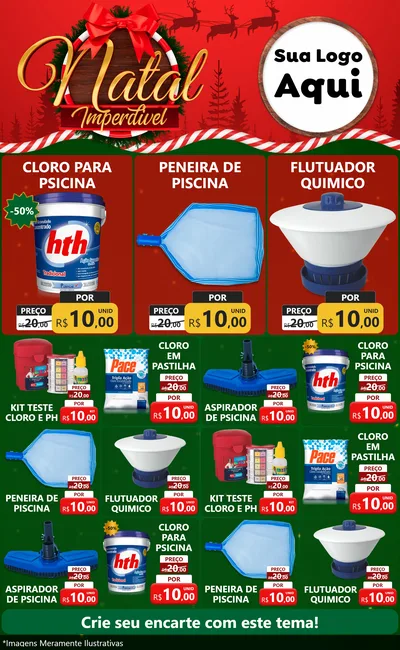 Modelo de Encarte para Encarte Grande com o tema Natal Imperdível para Produtos para Piscina