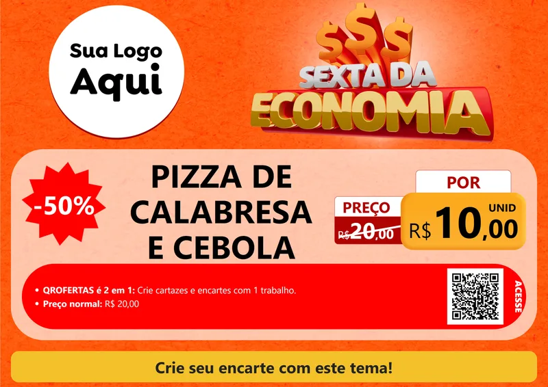 Modelo de Cartaz para Cartaz A4 Horizontal com o tema Sexta da Economia para Pizzaria